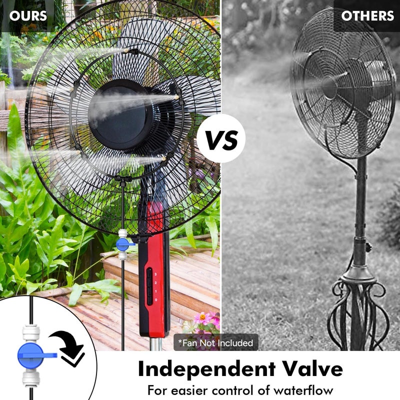 Dr. Prepare Outdoor Misting Fan Kit, 16.4ft Mist Hose Mister Fan, Water Misters for Cooling for Patio backyard, Portable Misting System, Independent Valve for Control - Image 4